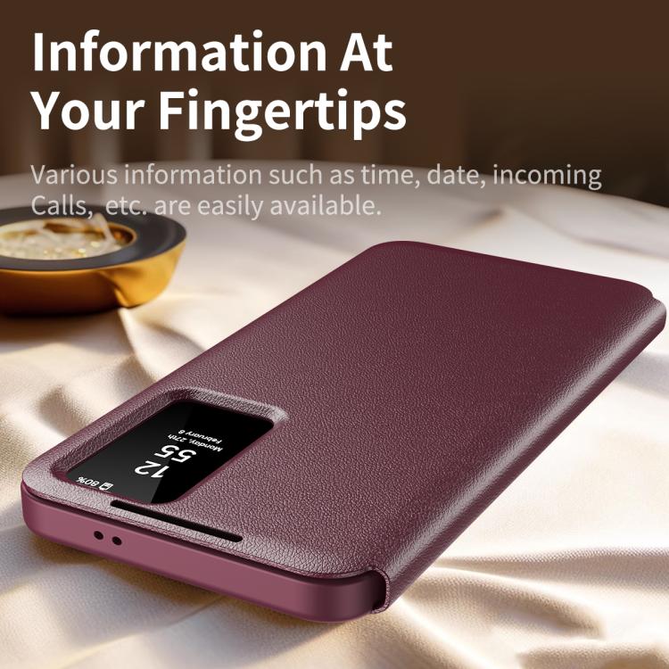 For Samsung Galaxy S22+ 5G Smart View Window Leather Phone Case with Card Slot