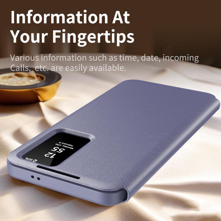 For Samsung Galaxy S23+ 5G Smart View Window Leather Phone Case with Card Slot