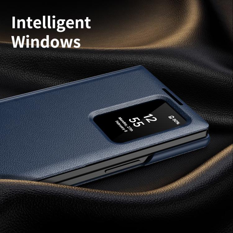 For Samsung Galaxy Z Fold4 Smart View Window Leather Phone Case with Card Slot