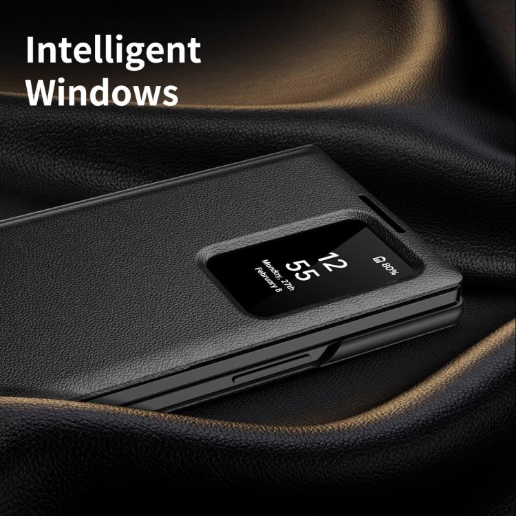For Samsung Galaxy Z Fold4 Smart View Window Leather Phone Case with Card Slot