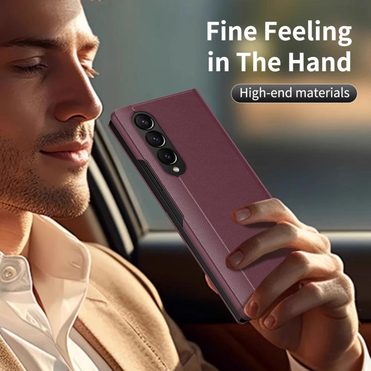 For Samsung Galaxy Z Fold4 Smart View Window Leather Phone Case with Card Slot
