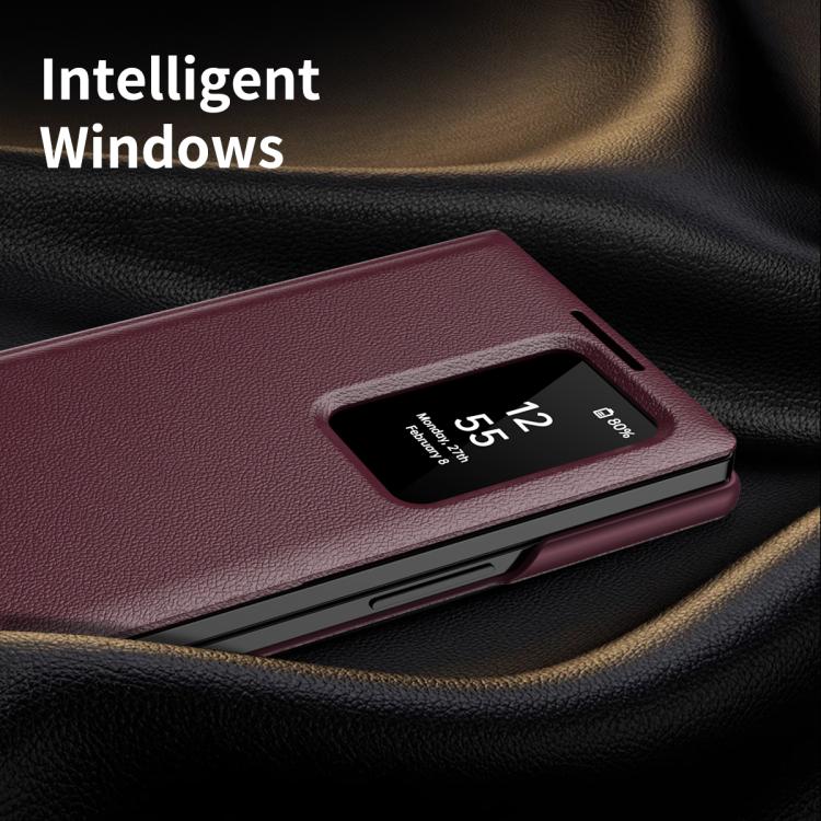 For Samsung Galaxy Z Fold4 Smart View Window Leather Phone Case with Card Slot