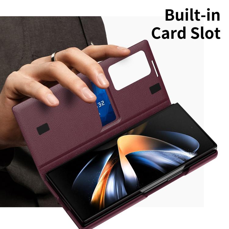 For Samsung Galaxy Z Fold4 Smart View Window Leather Phone Case with Card Slot