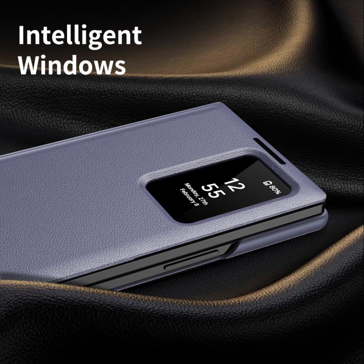 For Samsung Galaxy Z Fold4 Smart View Window Leather Phone Case with Card Slot