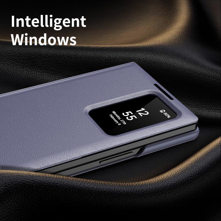 For Samsung Galaxy Z Fold5 5G Smart View Window Leather Phone Case with Card Slot