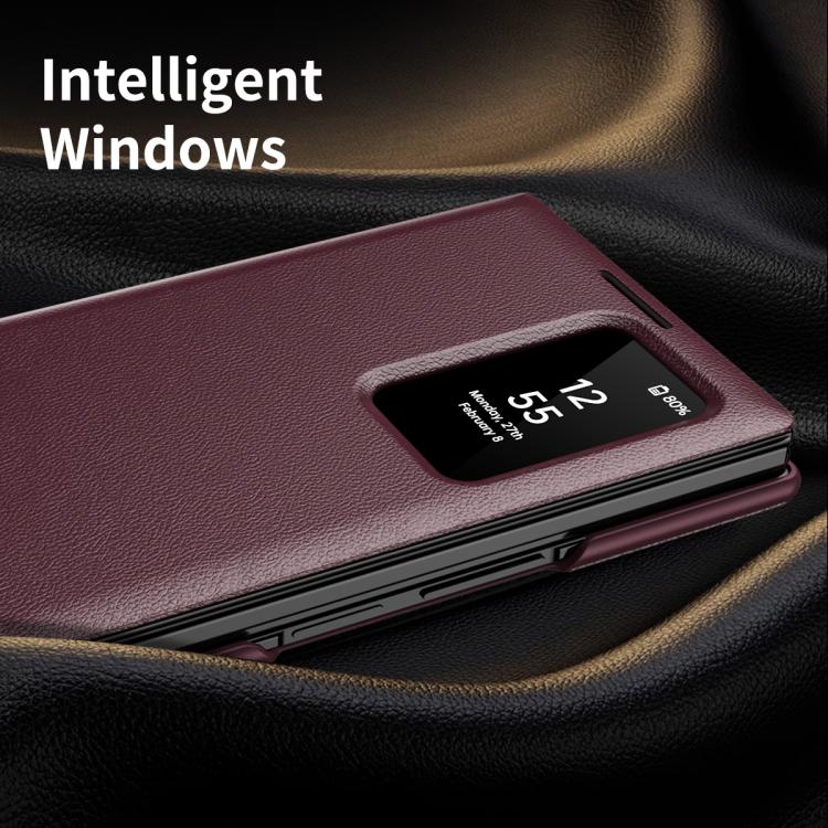 For Samsung Galaxy Z TriFold Smart View Window Leather Phone Case with Card Slot