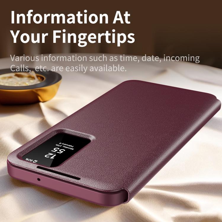 For Samsung Galaxy A37 5G Smart View Window Leather Phone Case with Card Slot