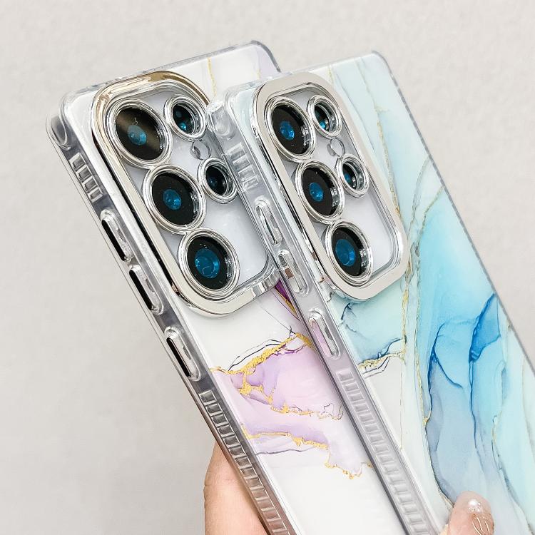 For Samsung Galaxy A25 5G Electroplated Marble Texture Phone Case