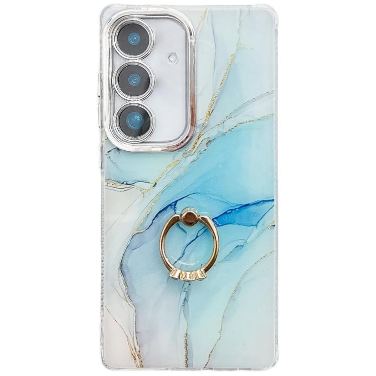 For Samsung Galaxy A36 5G Electroplated Marble Texture Ring Holder Phone Case
