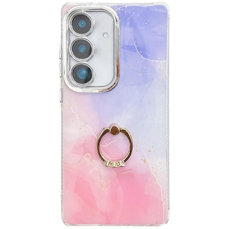 For Samsung Galaxy A36 5G Electroplated Marble Texture Ring Holder Phone Case