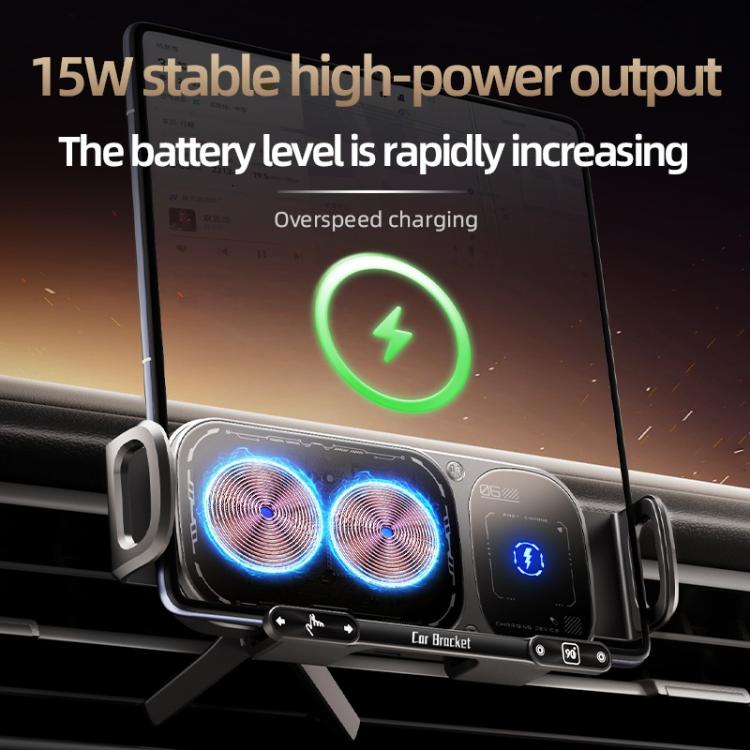 SD01 Car Air Vent Mount Dual Coil Rotating Phone Stand 15W Wireless Charger Phone Holder
