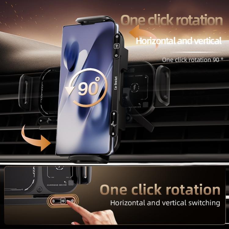 SD01 Car Air Vent Mount Dual Coil Rotating Phone Stand 15W Wireless Charger Phone Holder