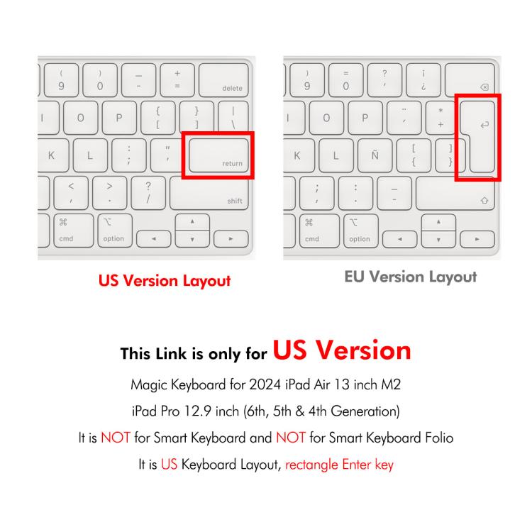 For iPad Air 13  - 2024 / iPad Pro 12.9  - 2022/2021/2020 ENKAY US Version Magic Keyboard Cover Soft TPU Protective Film