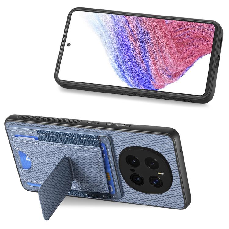 For Honor Magic7 Pro Carbon Fiber Fold Stand Elastic Card Bag Phone Case