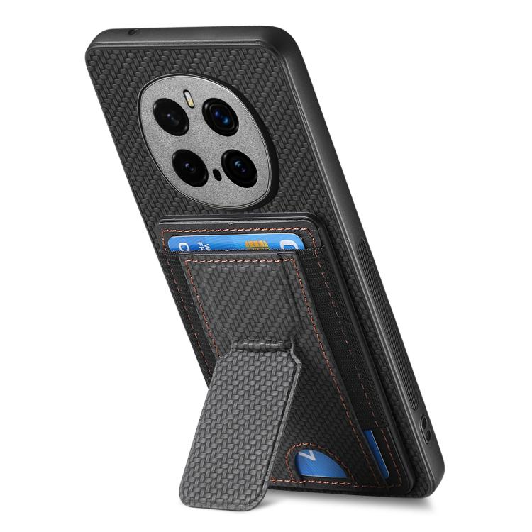For Honor Magic7 Pro Carbon Fiber Fold Stand Elastic Card Bag Phone Case