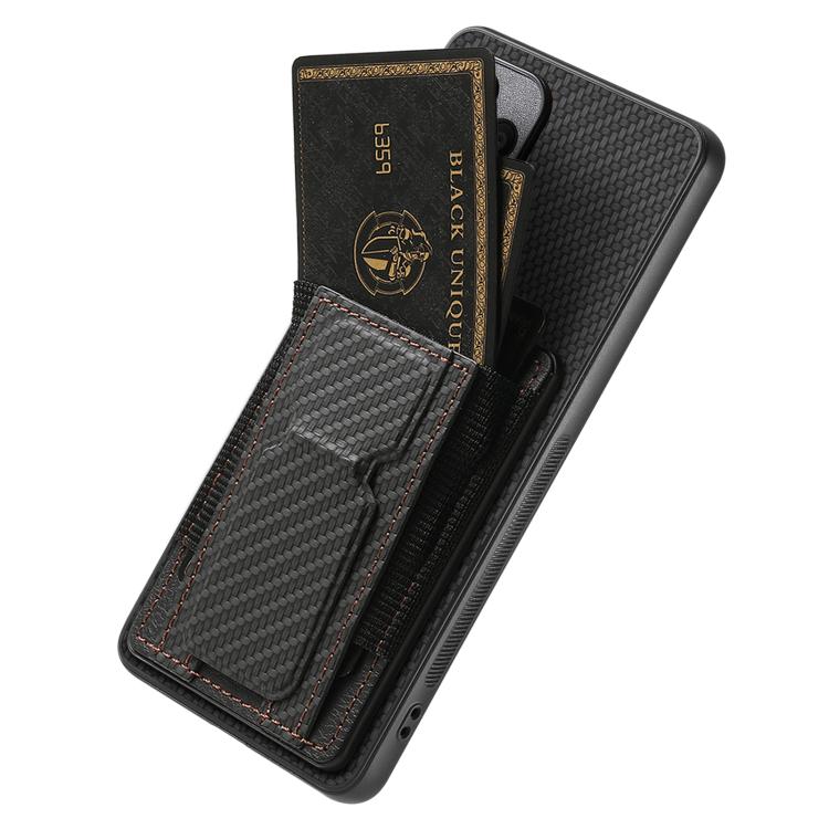For Honor Magic7 Pro Carbon Fiber Fold Stand Elastic Card Bag Phone Case