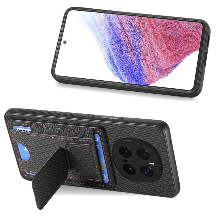 For Honor Magic7 Pro Carbon Fiber Fold Stand Elastic Card Bag Phone Case
