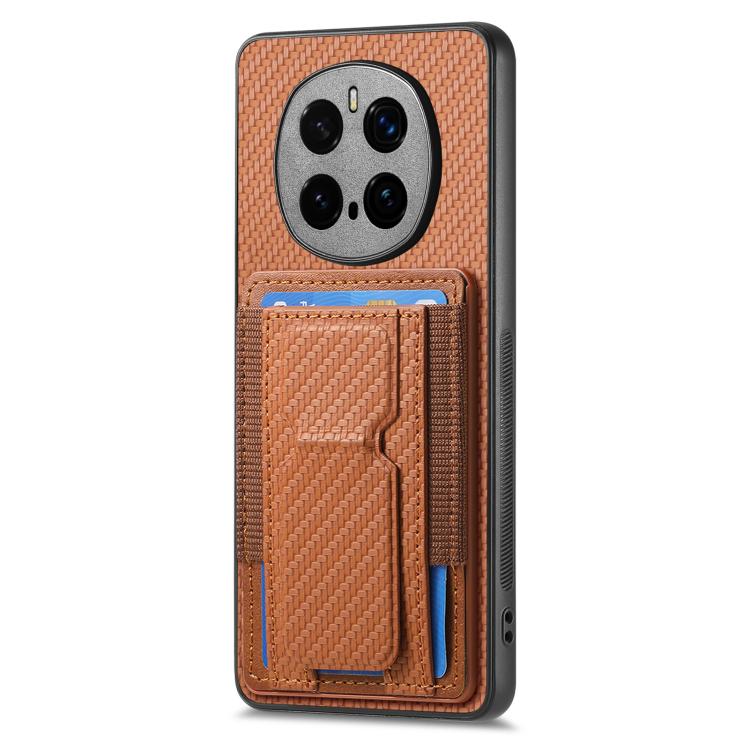 For Honor Magic7 Pro Carbon Fiber Fold Stand Elastic Card Bag Phone Case