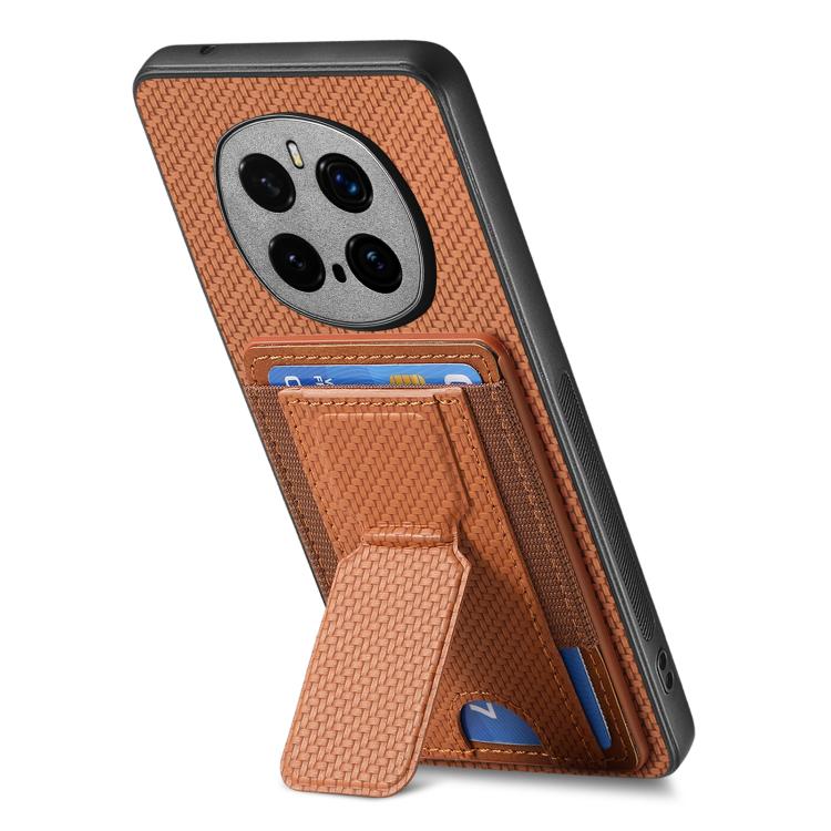 For Honor Magic7 Pro Carbon Fiber Fold Stand Elastic Card Bag Phone Case