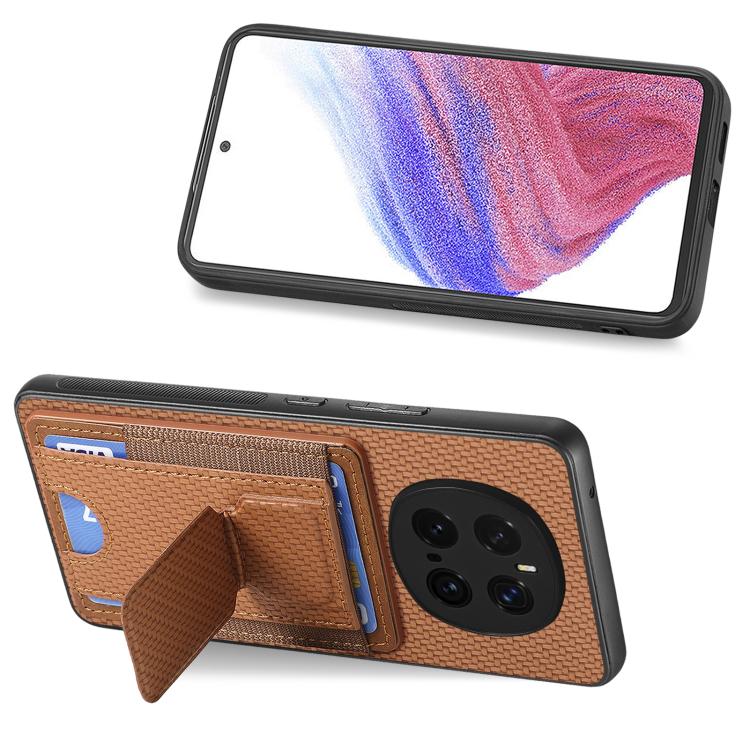 For Honor Magic7 Pro Carbon Fiber Fold Stand Elastic Card Bag Phone Case