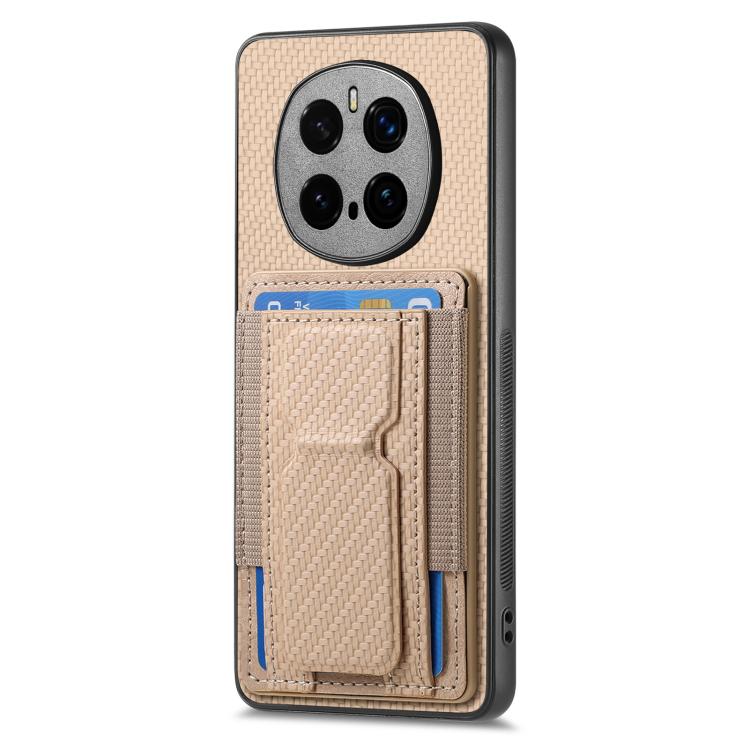 For Honor Magic7 Pro Carbon Fiber Fold Stand Elastic Card Bag Phone Case