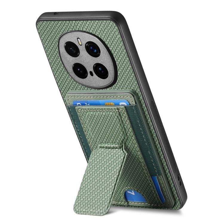 For Honor Magic7 Pro Carbon Fiber Fold Stand Elastic Card Bag Phone Case