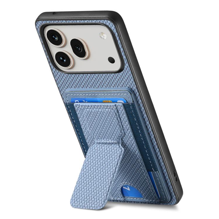 For Honor 600 Global Carbon Fiber Fold Stand Elastic Card Bag Phone Case