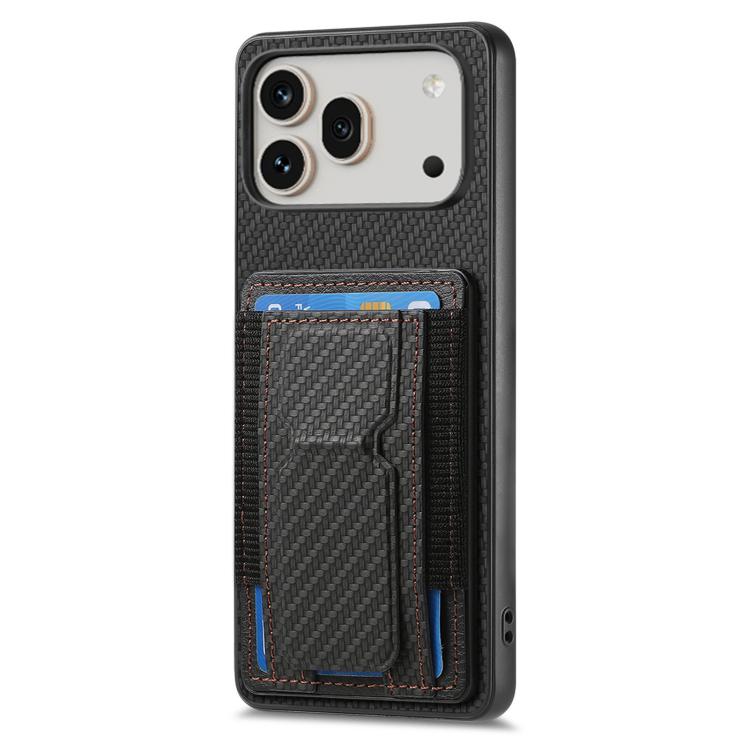 For Honor 600 Global Carbon Fiber Fold Stand Elastic Card Bag Phone Case