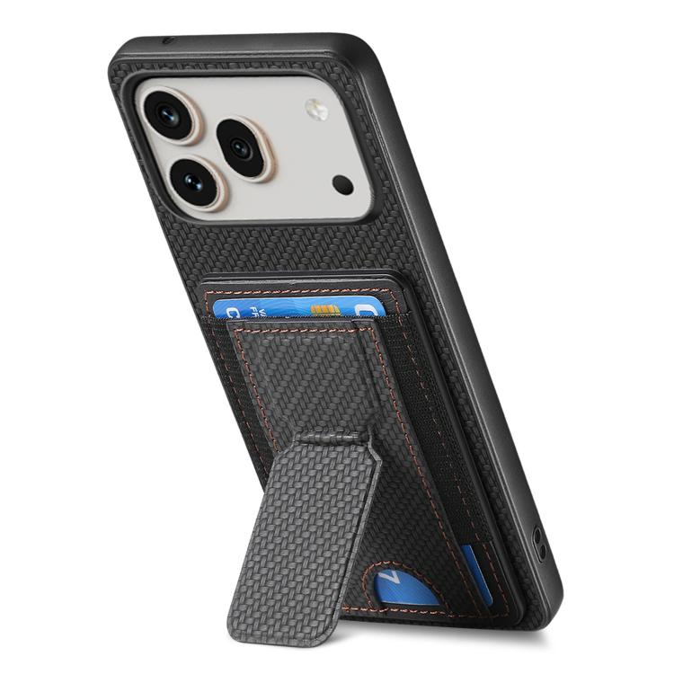 For Honor 600 Global Carbon Fiber Fold Stand Elastic Card Bag Phone Case