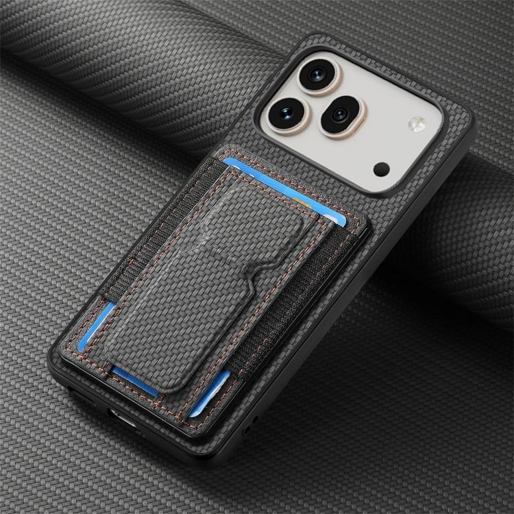For Honor 600 Global Carbon Fiber Fold Stand Elastic Card Bag Phone Case