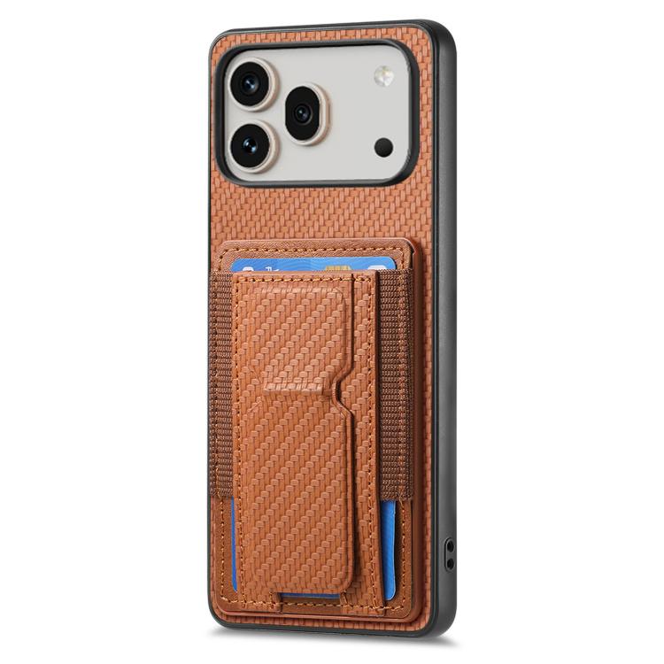 For Honor 600 Global Carbon Fiber Fold Stand Elastic Card Bag Phone Case
