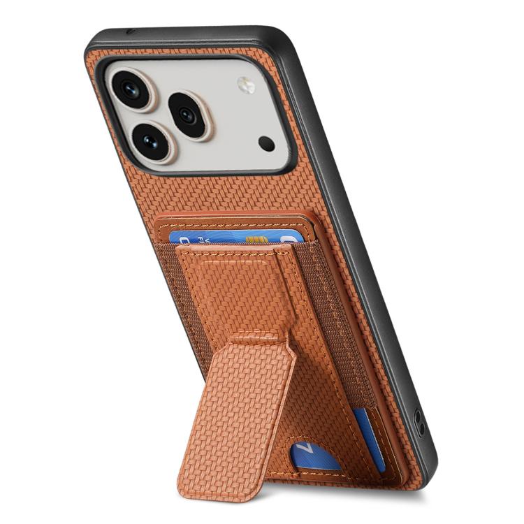 For Honor 600 Global Carbon Fiber Fold Stand Elastic Card Bag Phone Case