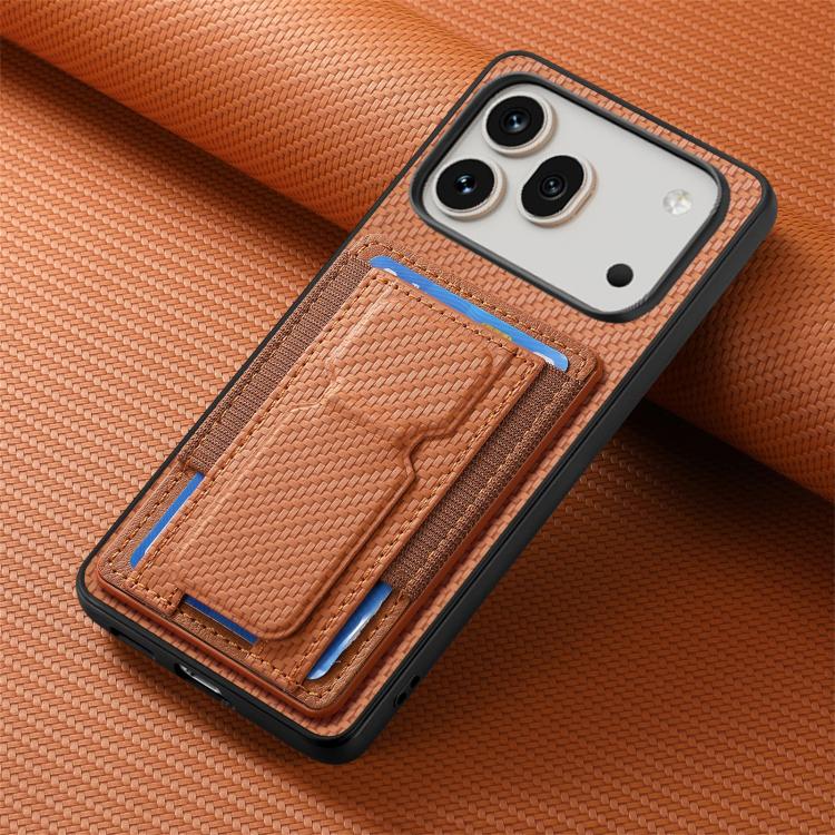 For Honor 600 Global Carbon Fiber Fold Stand Elastic Card Bag Phone Case