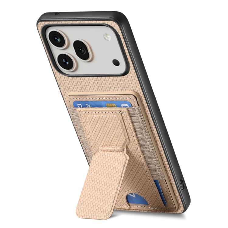 For Honor 600 Global Carbon Fiber Fold Stand Elastic Card Bag Phone Case