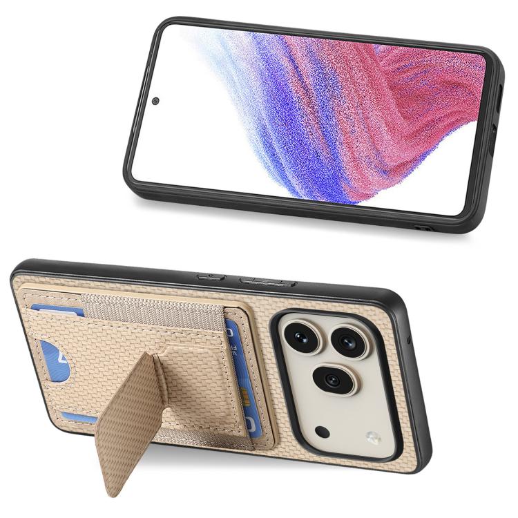 For Honor 600 Global Carbon Fiber Fold Stand Elastic Card Bag Phone Case