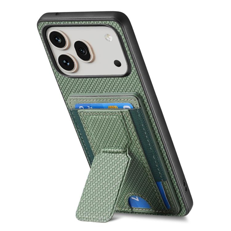 For Honor 600 Global Carbon Fiber Fold Stand Elastic Card Bag Phone Case
