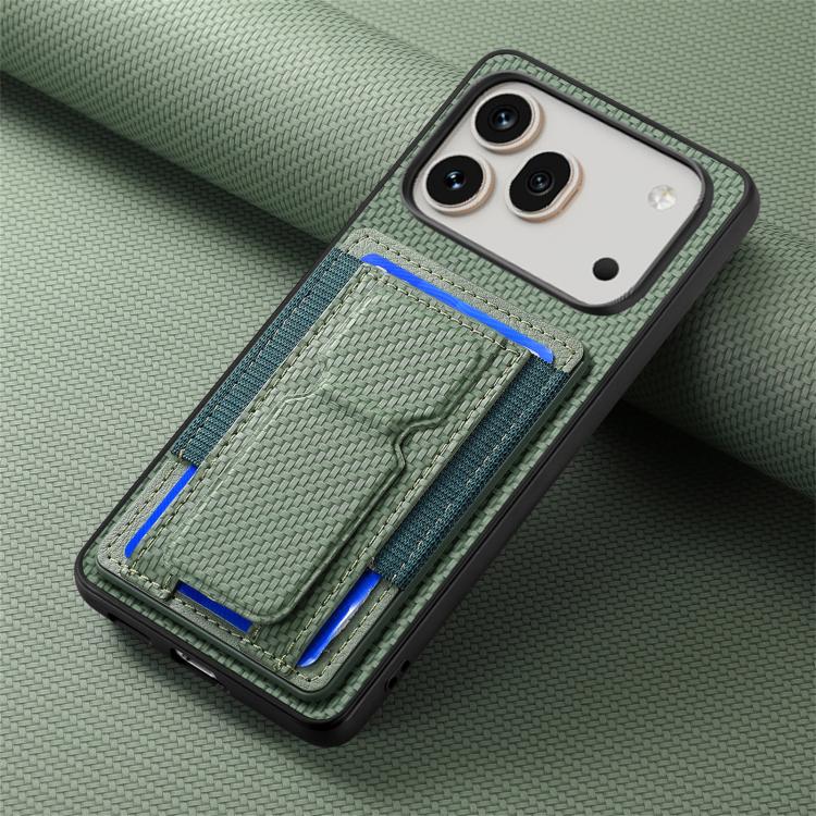 For Honor 600 Global Carbon Fiber Fold Stand Elastic Card Bag Phone Case