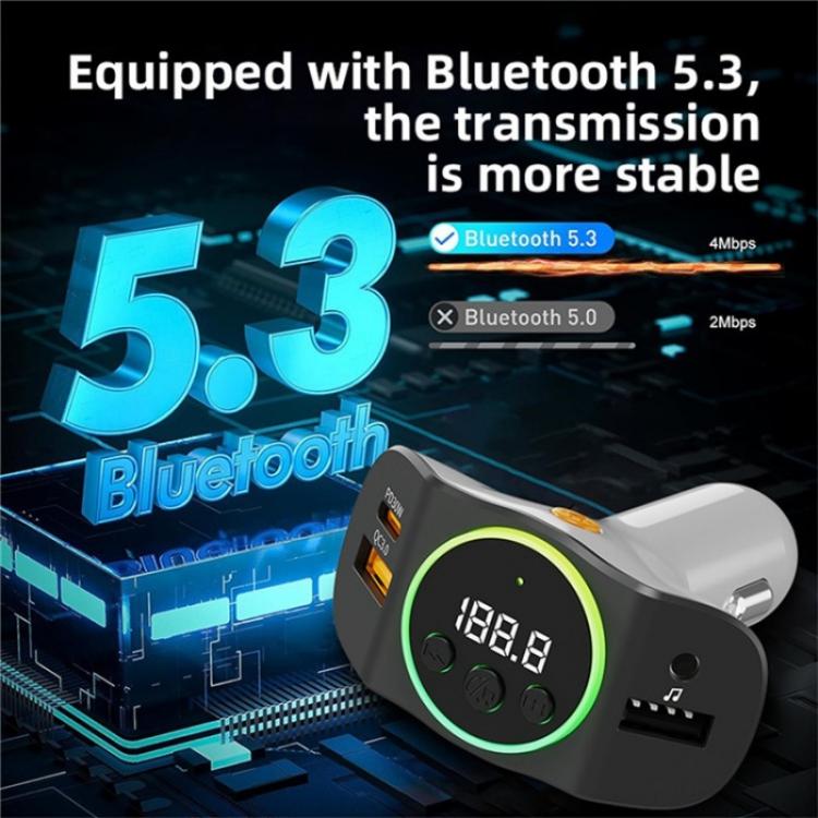 C8 Bluetooth 5.3 Receiver Hands-Free Calling with AUX Port Dual USB Port Car Charger