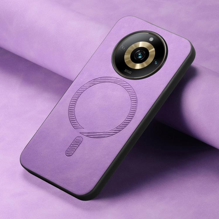 For Realme 12 Pro+ Retro MagSafe Magnetic PU Back Cover Phone Case
