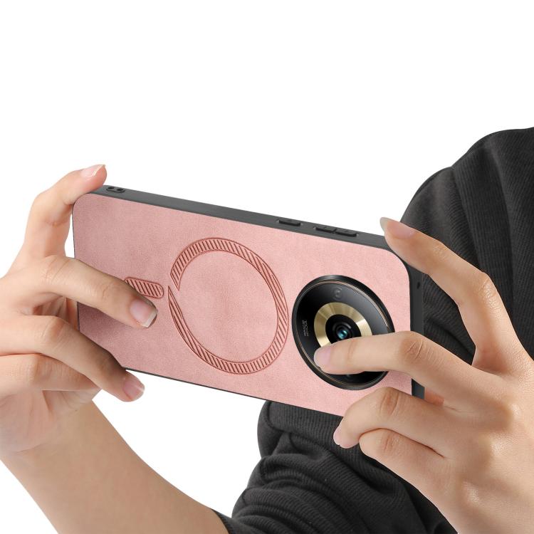 For Realme 11 Pro / Pro+ Retro MagSafe Magnetic PU Back Cover Phone Case