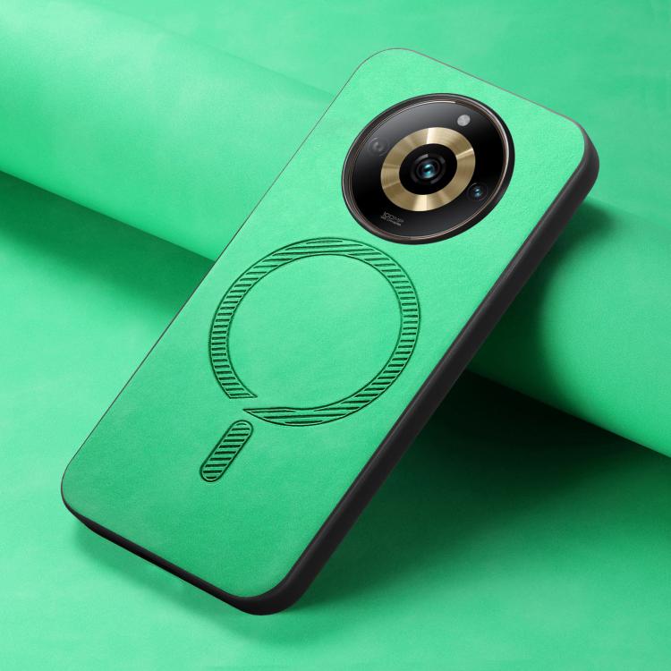 For Realme 13 5G Retro MagSafe Magnetic PU Back Cover Phone Case