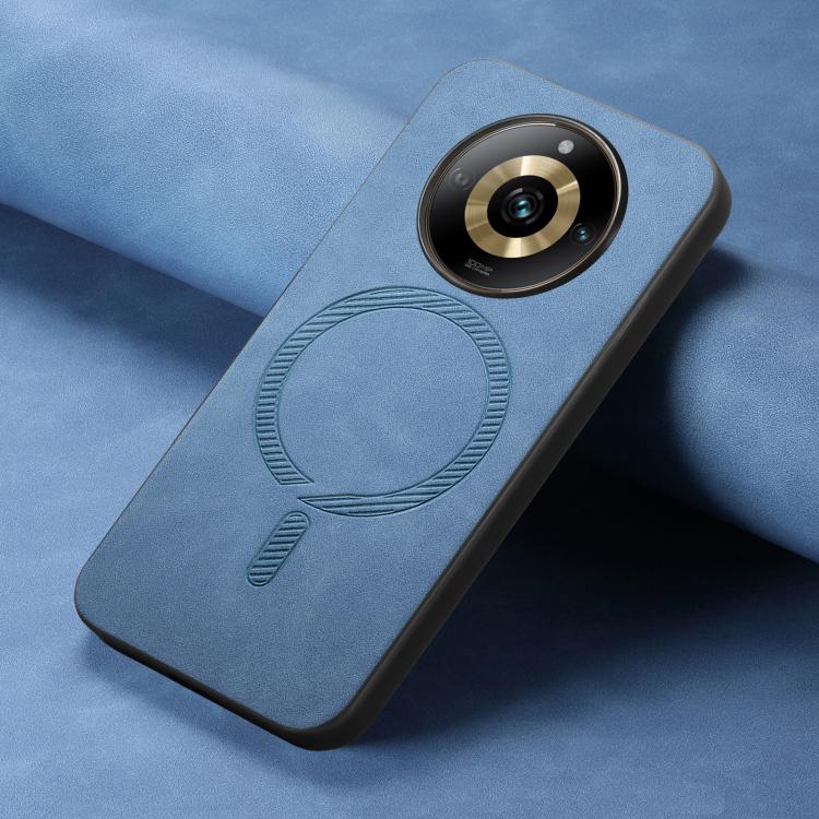 For Realme 13 5G Retro MagSafe Magnetic PU Back Cover Phone Case