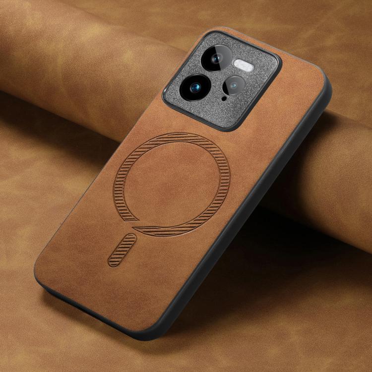 For Realme GT7 Pro Retro MagSafe Magnetic PU Back Cover Phone Case