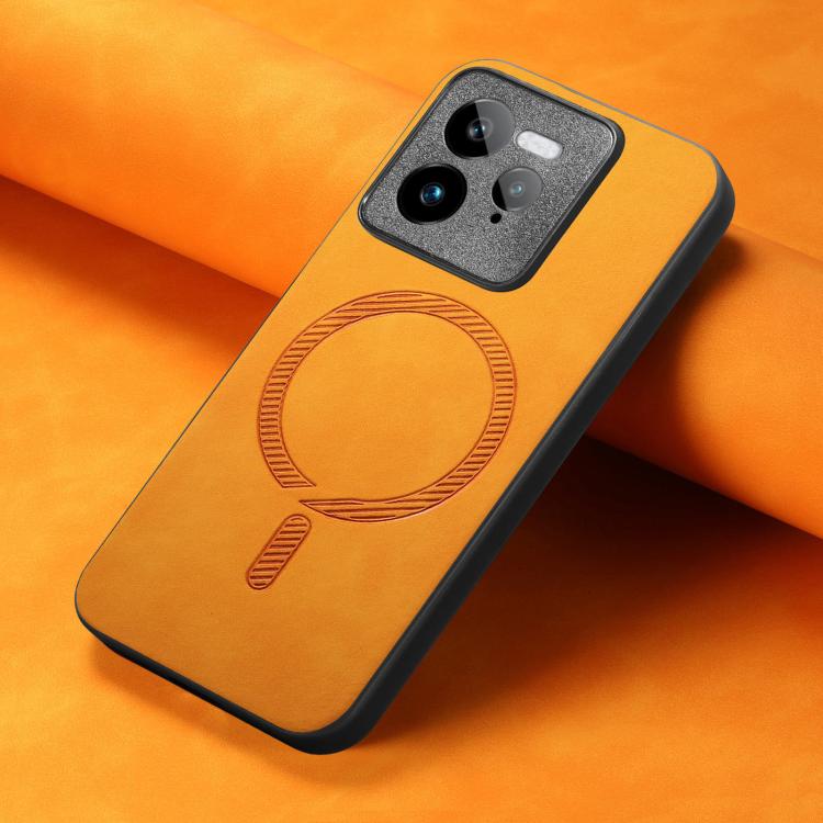 For Realme GT7 Pro Retro MagSafe Magnetic PU Back Cover Phone Case
