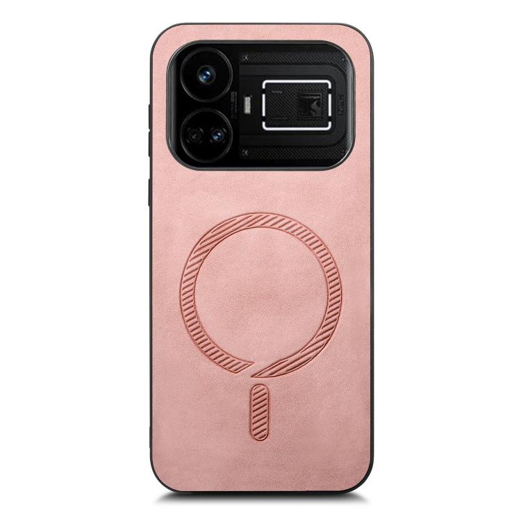 For Realme GT5 5G Retro MagSafe Magnetic PU Back Cover Phone Case