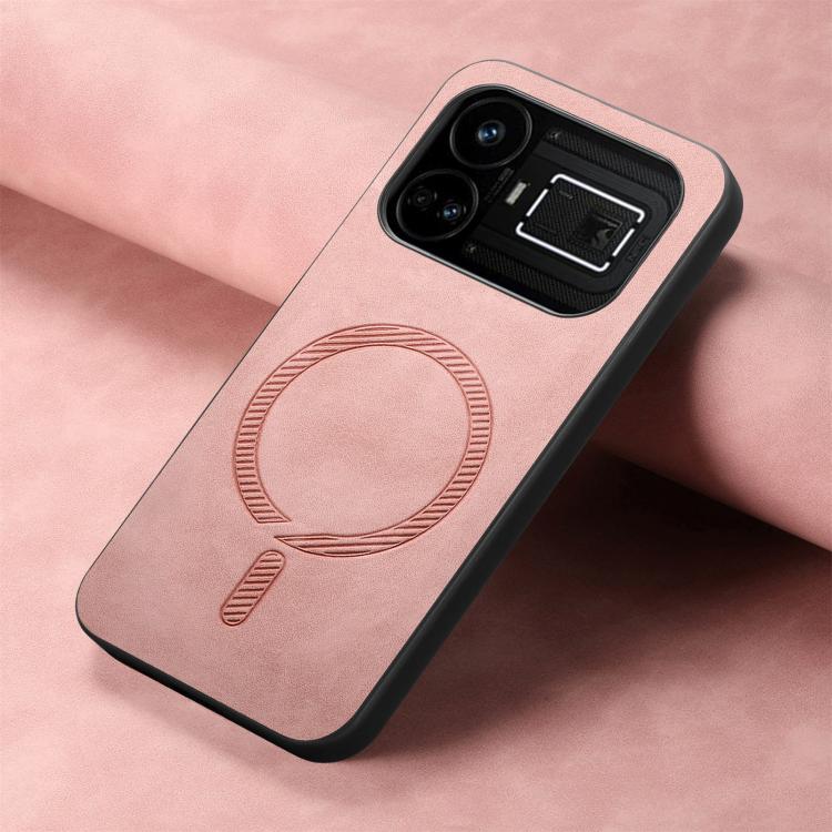 For Realme GT5 5G Retro MagSafe Magnetic PU Back Cover Phone Case