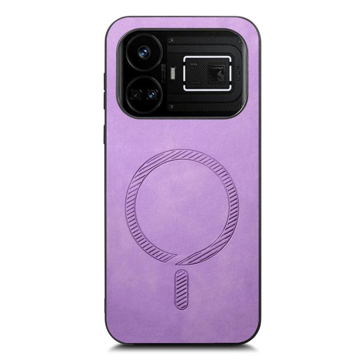 For Realme GT5 5G Retro MagSafe Magnetic PU Back Cover Phone Case