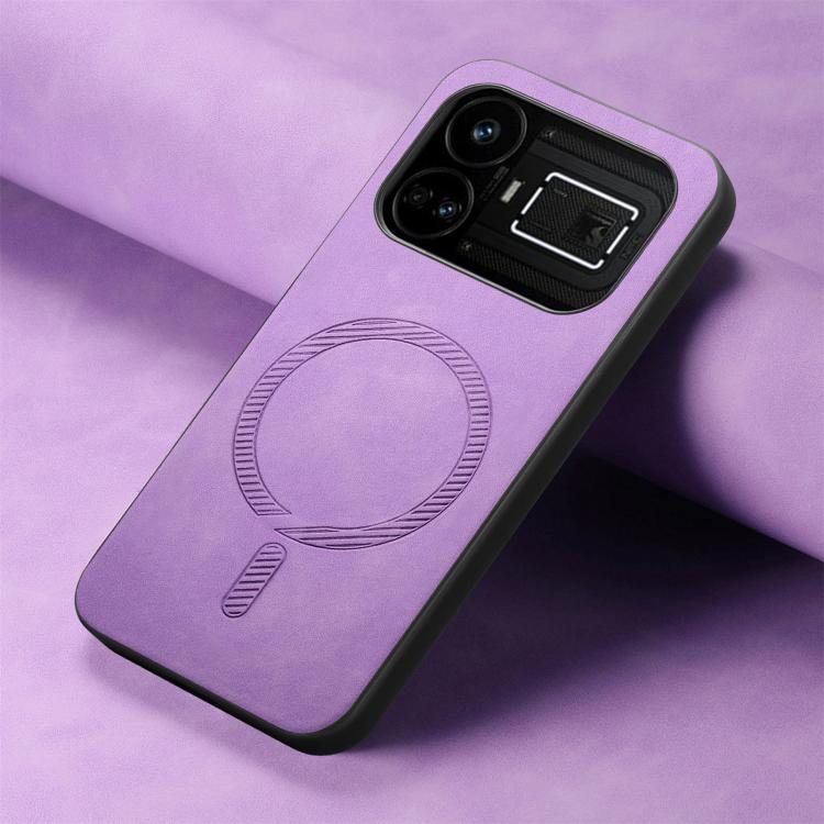 For Realme GT5 5G Retro MagSafe Magnetic PU Back Cover Phone Case