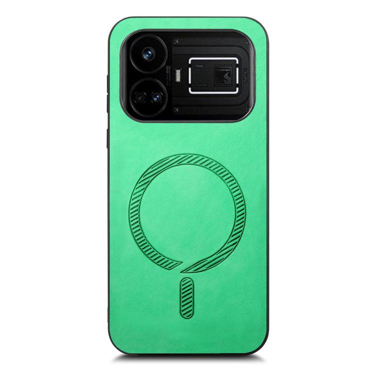 For Realme GT5 5G Retro MagSafe Magnetic PU Back Cover Phone Case