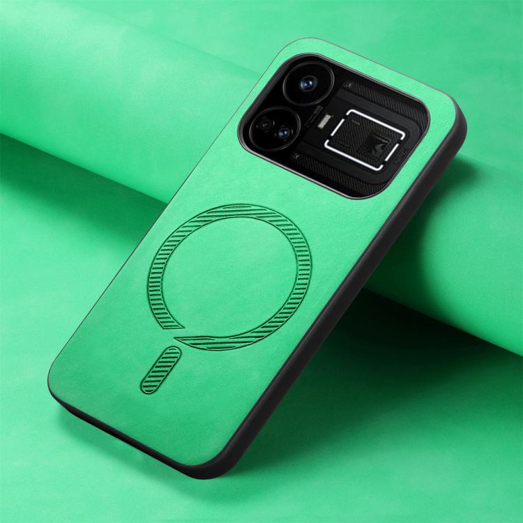 For Realme GT5 5G Retro MagSafe Magnetic PU Back Cover Phone Case